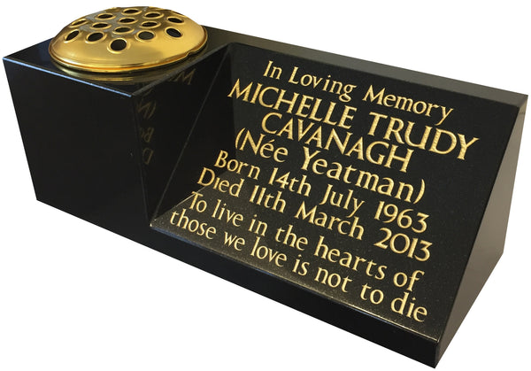16" x 6" x 6" Black Granite Memorial Grave Vase