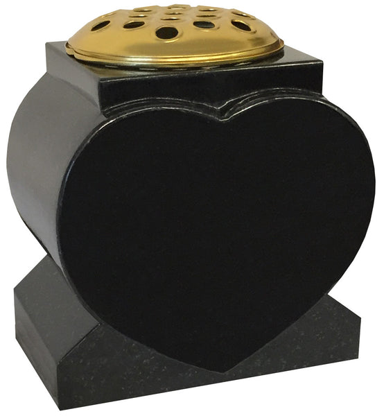 Black Granite Heart Vase  -  Choice Of 4 Sizes