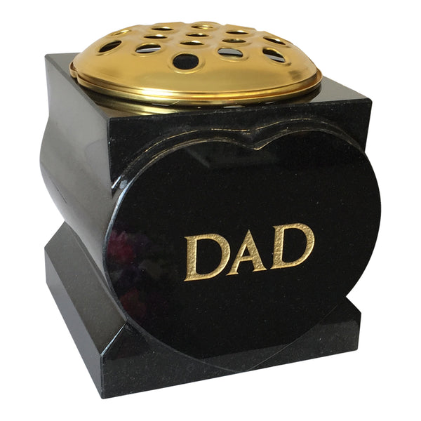 Black Granite Heart Vase  -  Choice Of 4 Sizes