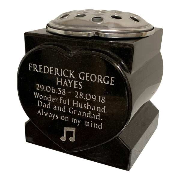 Black Granite Heart Vase  -  Choice Of 4 Sizes