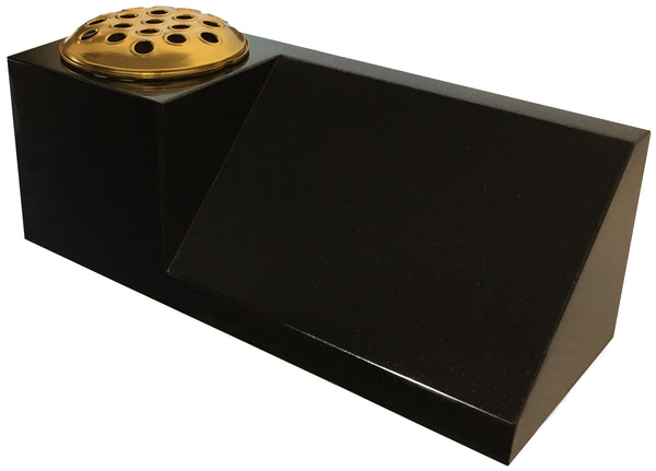 16" x 6" x 6" Black Granite Memorial Grave Vase